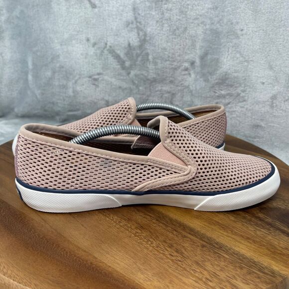Sperry Sneakers Womens 8 Pink Pier Side Perforated Leather Slip On Boat Shoes - Picture 9 of 16